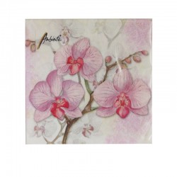 Paquet de 20 serviettes en papier décor orchidée rose face avant