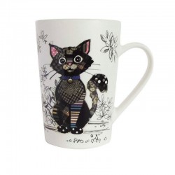 Mug en porcelaine Chat noir Collection Kook par Kiub vu de face