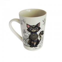 Mug en porcelaine Chat noir Kook vu de côté