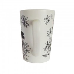Grand mug en porcelaine Chat noir Kook côté anse
