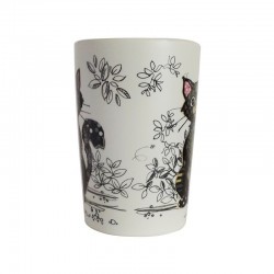 Mug en porcelaine Chat noir Kook par Kiub côté opposé à l'anse