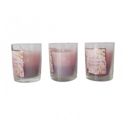 Vue des trois petites bougies bicolores rose parfum floral