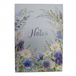 Carnet de notes A5 décor fleurs bleues Prairie