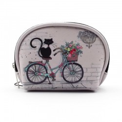 Petite trousse à maquillage décor Chat à vélo Collection Bug Art par Kiub