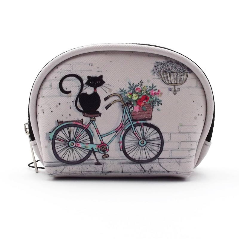 Petite trousse à maquillage décor Chat à vélo Collection Bug Art par Kiub