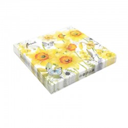 Paquet de serviettes en papier décor de jonquille collection Classic daffodils vu à plat