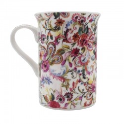 Mug en porcelaine fine bone décor floral esprit bohème Gypsy anse à gauche