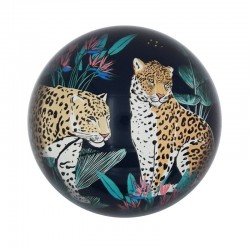 Presse papier en verre décor léopards et feuilles tropicales Collection Savane par Kiub