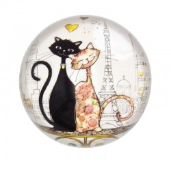 Presse papier verre Couple de chat à Paris Collection Bug Art par Kiub