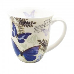 Mug en porcelaine décor papillons bleus et feuillage Blue Morpho par Ambiente
