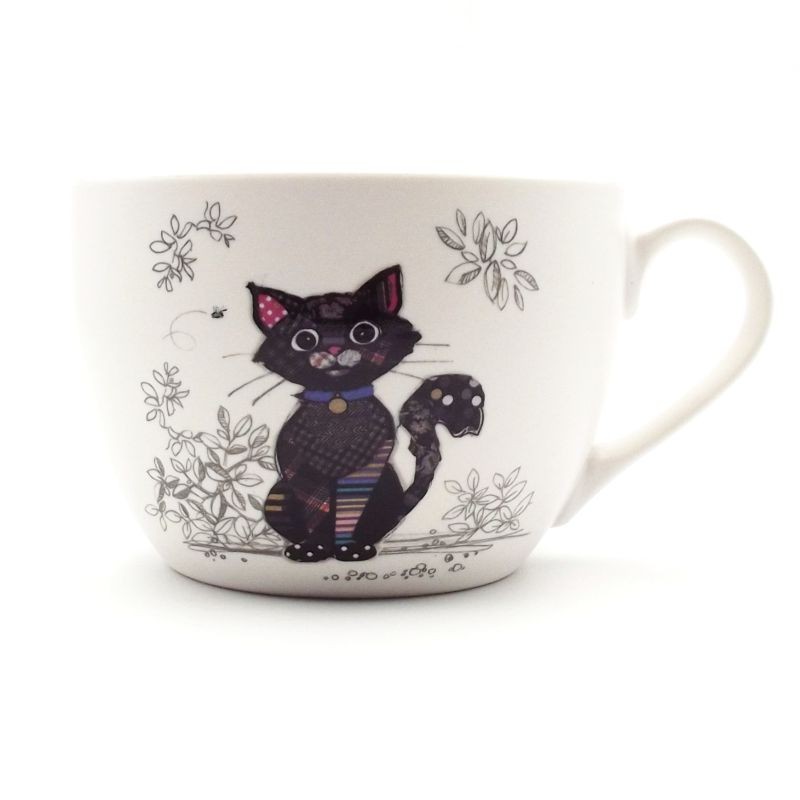 Bol à anse en porcelaine 60 cl Chat noir Collection Kook par Kiub