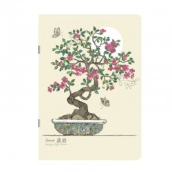 Cahier ligné A6 décor Bonsaï avec fleurs roses Bug Art par Kiub