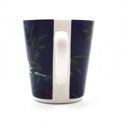 Tasse à café porcelaine décor perroquet Collection Savane vu côté anse