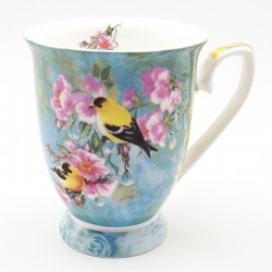 Mug porcelaine décor d'oiseaux sur fond bleu Scarlett par Ambiente