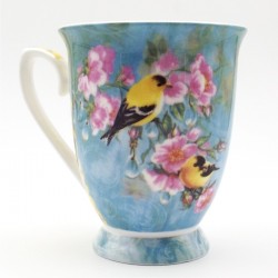Mug porcelaine sur pied décor d'oiseaux par Ambiente côté gauche
