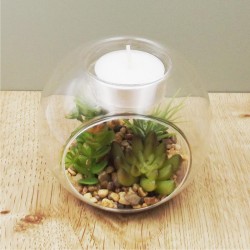 Bougeoir pour chauffe plat de forme boule en verre décor plante vu de dessus