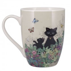 Vue de la face arrière du mug Chat noir jardin Collection Bug Art par Kiub