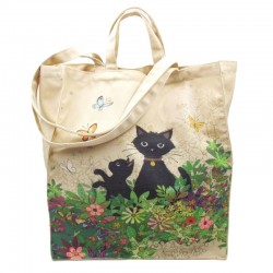 Sac coton Chat noir jardin Bug Art par Kiub avec doubles anses