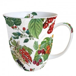 Mug en porcelaine décor fruit rouge et feuillage par Ambiente