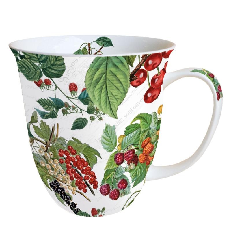 Mug en porcelaine décor fruit rouge et feuillage par Ambiente